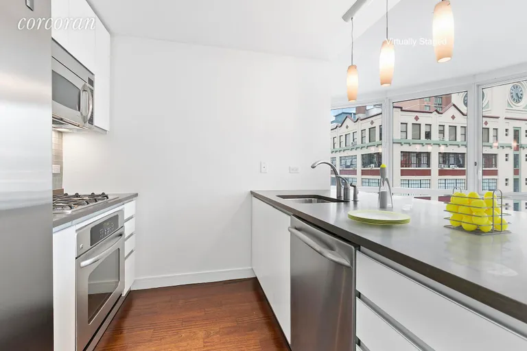 New York City Real Estate | View 306 Gold Street, 7D | Kitchen (staged) | View 3