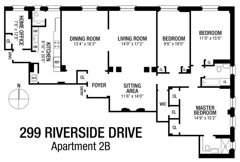 299 Riverside Drive, 2B | floorplan | View 12