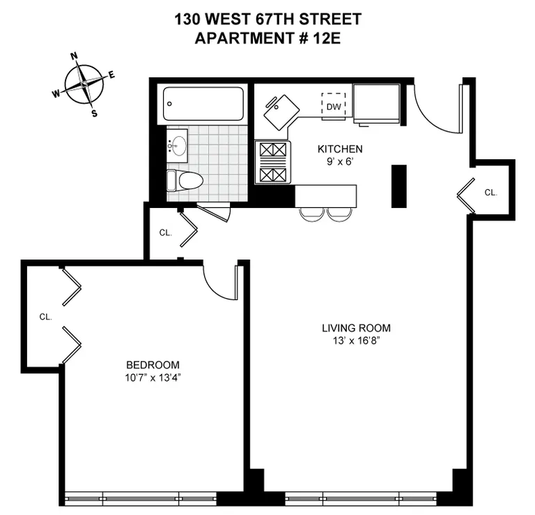 130 West 67th Street, 12E | floorplan | View 5