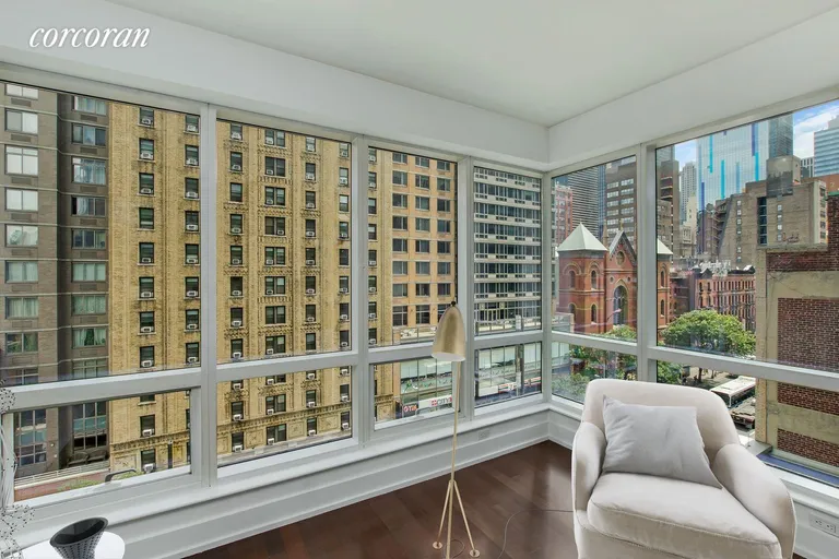New York City Real Estate | View 350 West 42Nd Street, 6D | Virtually Staged Living Room | View 3