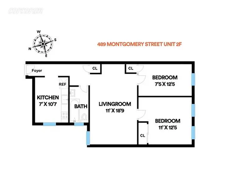 New York City Real Estate | View 489 Montgomery Street, 2F | Apartment Layout | View 11