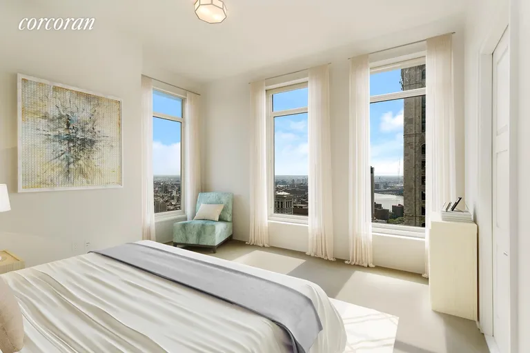 New York City Real Estate | View 30 Park Place, 51B | Virtually Staged Master Bedroom | View 6