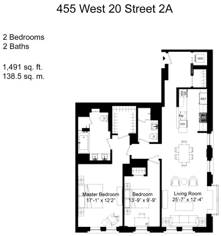 455 West 20th Street, 2A | floorplan | View 7