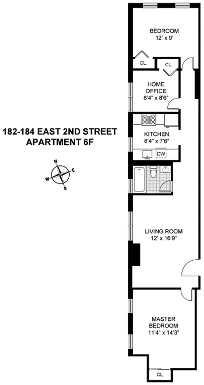 184 EAST 2ND STREET, 6F | floorplan | View 9