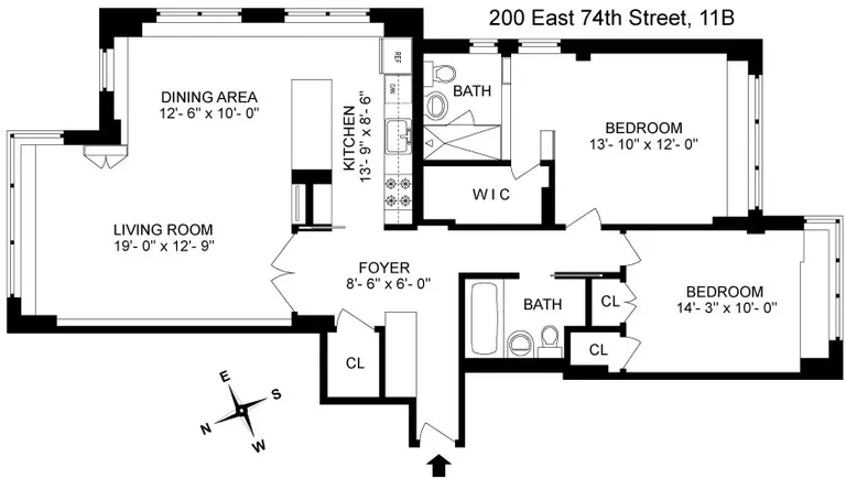 200 East 74th Street, 11B | floorplan | View 10
