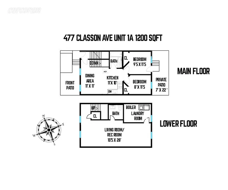 New York City Real Estate | View 477 Classon Avenue, 1A | 1200 SQFT Duplex | View 12