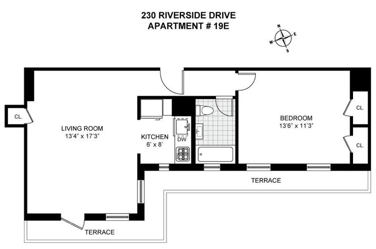 230 Riverside Drive, 19E | floorplan | View 6