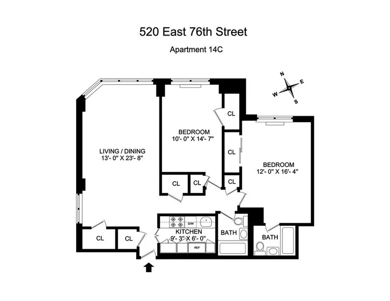 520 East 76th Street, 14C | floorplan | View 8