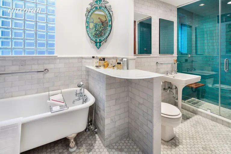 New York City Real Estate | View 106 Prospect Park West, 1 | Master bath with tub and steam shower | View 9