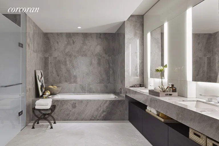 New York City Real Estate | View 15 Hudson Yards, 64A | Contrast Scheme Master Bathroom  | View 4