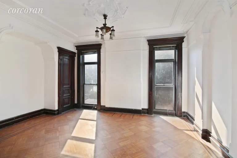 New York City Real Estate | View 86 Hancock Street | Dining Room with Original Floors and  Doors | View 6