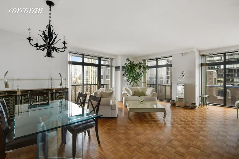 New York City Real Estate | View 100 United Nations Plaza, 20A | Wrap Balcony off the living room | View 2