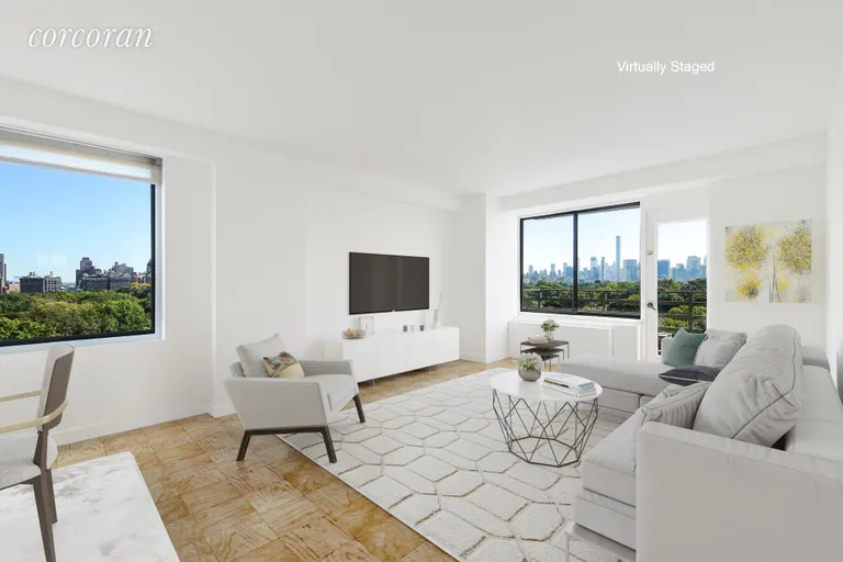 New York City Real Estate | View 372 Central Park West, 14D | Living Room with Iconic Views and Balcony | View 2