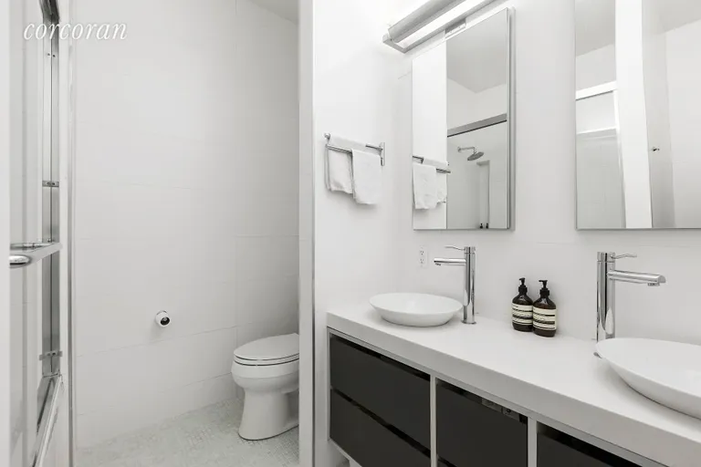 New York City Real Estate | View 118 Greenpoint Avenue, 3A | Tiled Bathroom w/ Double Vanity & Soaking Tub | View 5