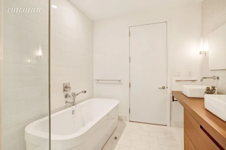 New York City Real Estate | View 360 Furman Street, 911 | Oversized Bathtub and Glass Shower Stall | View 7