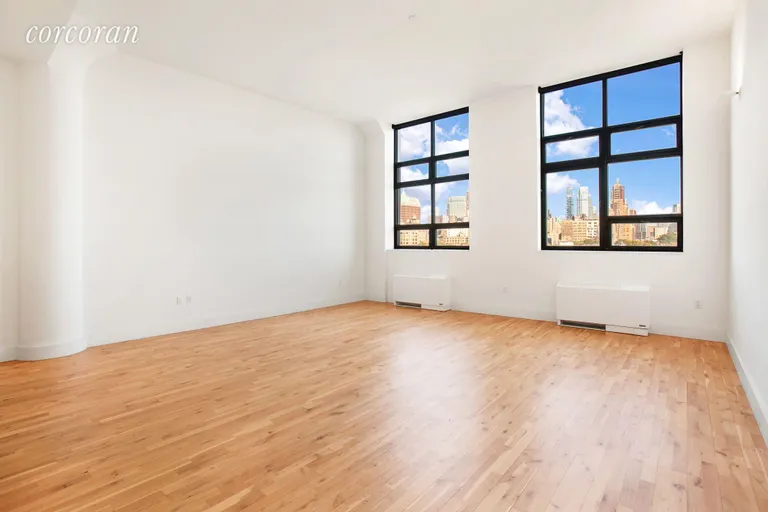 New York City Real Estate | View 360 Furman Street, 911 | Living Room W/ Oversized Windows | View 2