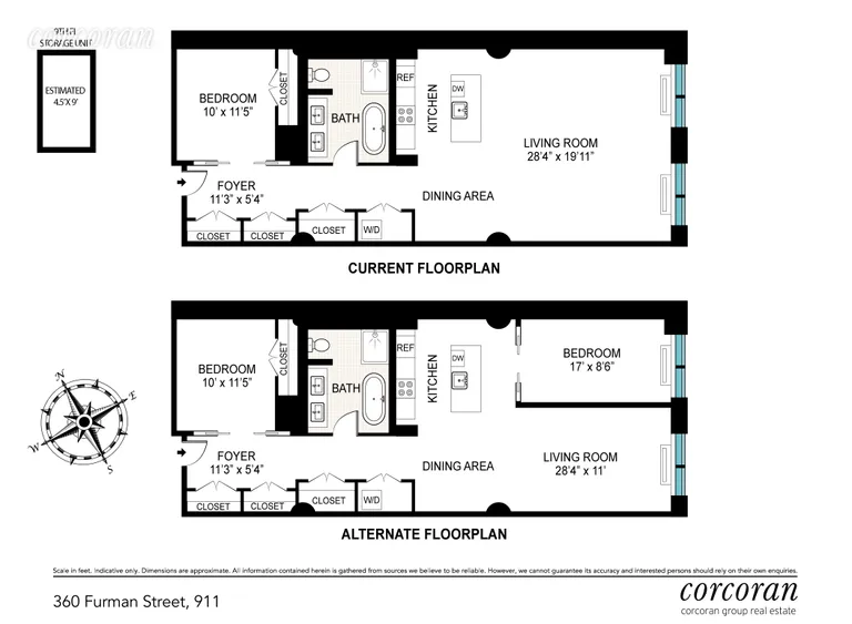 New York City Real Estate | View 360 Furman Street, 911 | Current Floor Plan W/Alternate Floor Plan Layout | View 11