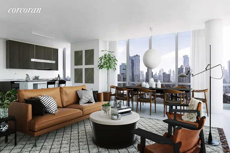 New York City Real Estate | View 15 Hudson Yards, 34D | Plaza Residence Living Room | View 3