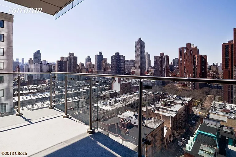 New York City Real Estate | View 333 East 91st Street, 19D | Balcony with South and West open city views | View 3
