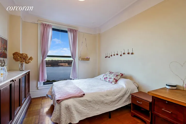 New York City Real Estate | View 420 Riverside Drive, 9B | Master Bedroom with Floor to Ceiling Window | View 3