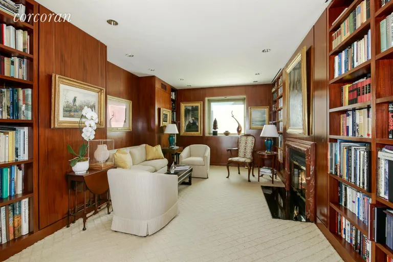 New York City Real Estate | View 500 Park Avenue, 37 | Library with wood burning FP. | View 3