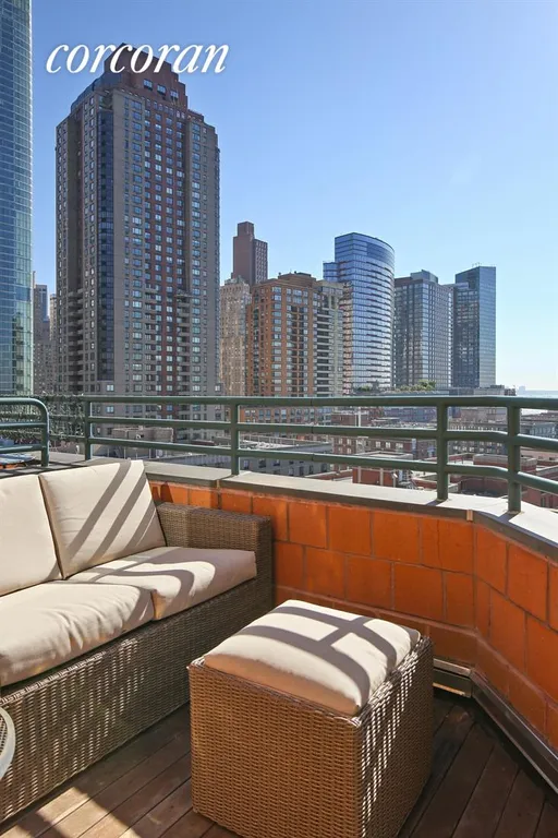 New York City Real Estate | View 333 Rector Place, PH6S | Terrace with River & City Views | View 11