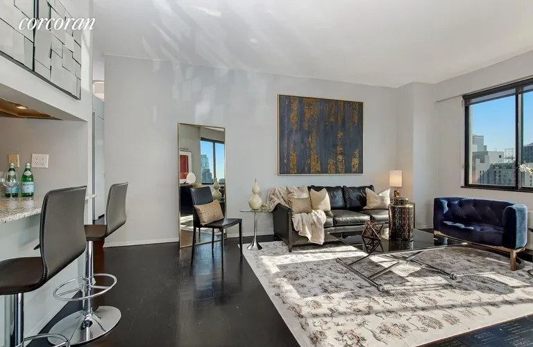 New York City Real Estate | View 350 West 50th Street, 31D | Open Kitchen / Living Room | View 2