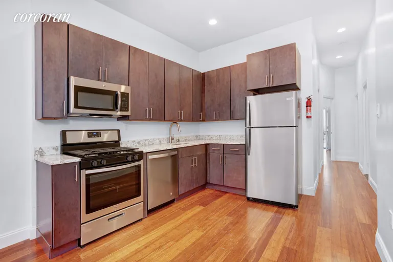 New York City Real Estate | View 674 Franklin Avenue, 1 | New kitchen with dishwasher and  microwave | View 4