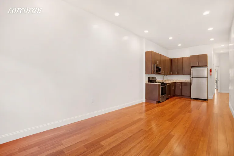 New York City Real Estate | View 674 Franklin Avenue, 1 | Open kitchen living room layout | View 2