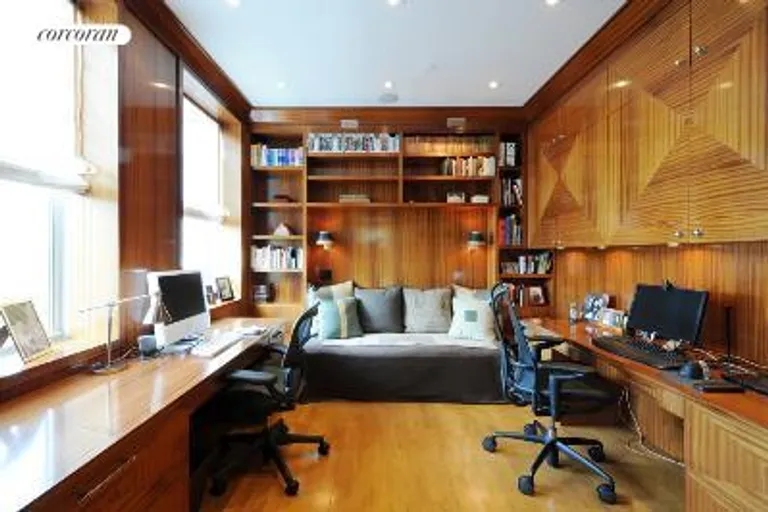 New York City Real Estate | View 80 Chambers Street, 8F | His and Hers Library | View 4