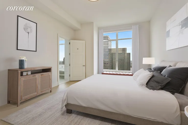 New York City Real Estate | View 30 Park Place, 55A | Virtually Staged Master Bedroom | View 6