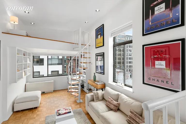 New York City Real Estate | View 77 Bleecker Street, 1011 | Sunken Living Room w Sleep Loft | View 2