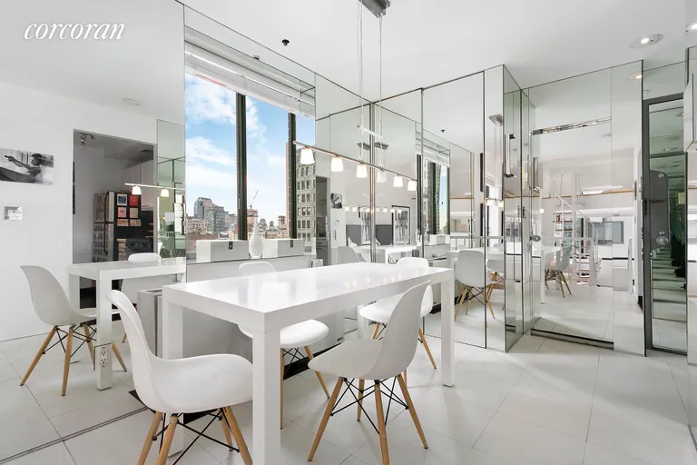 New York City Real Estate | View 77 Bleecker Street, 1011 | Open Dining Area w Passthru Kitchen  | View 4