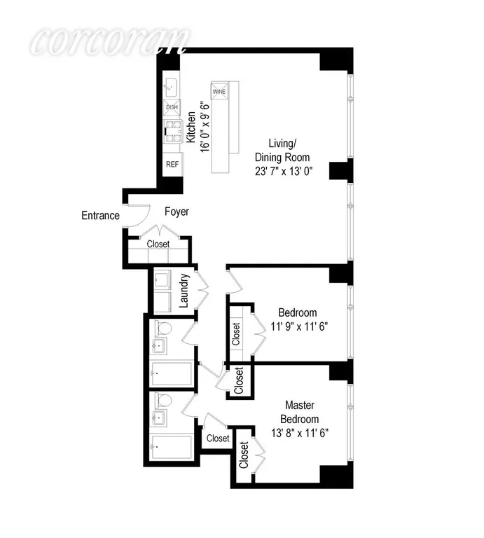 New York City Real Estate | View 505 Greenwich Street, 3B | Floor Plan | View 7