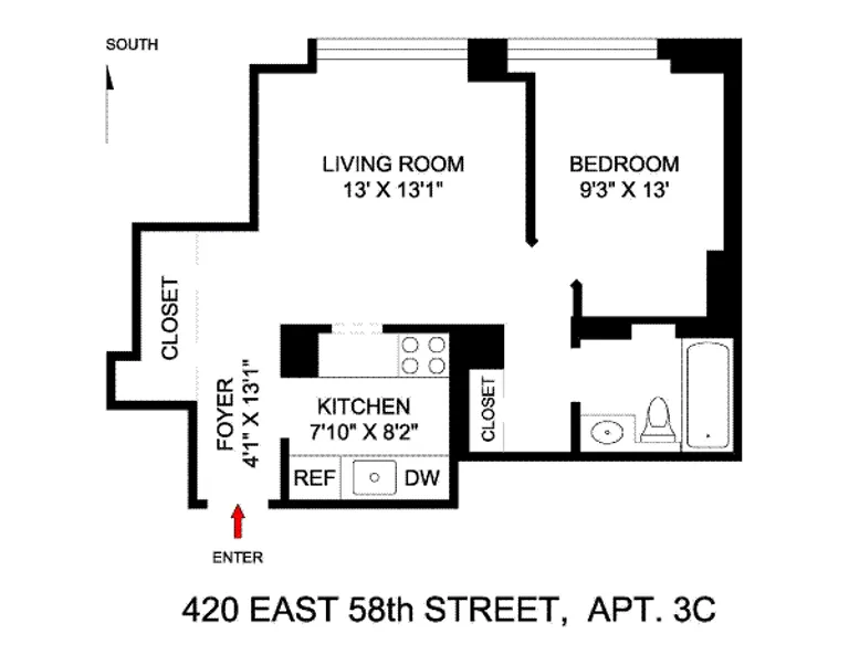 420 East 58th Street, 3C | floorplan | View 7