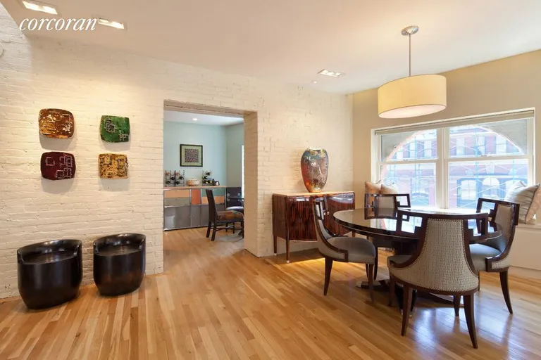 New York City Real Estate | View 90 Hudson Street, 7A | Dining Room with Arched Windows facing West | View 2