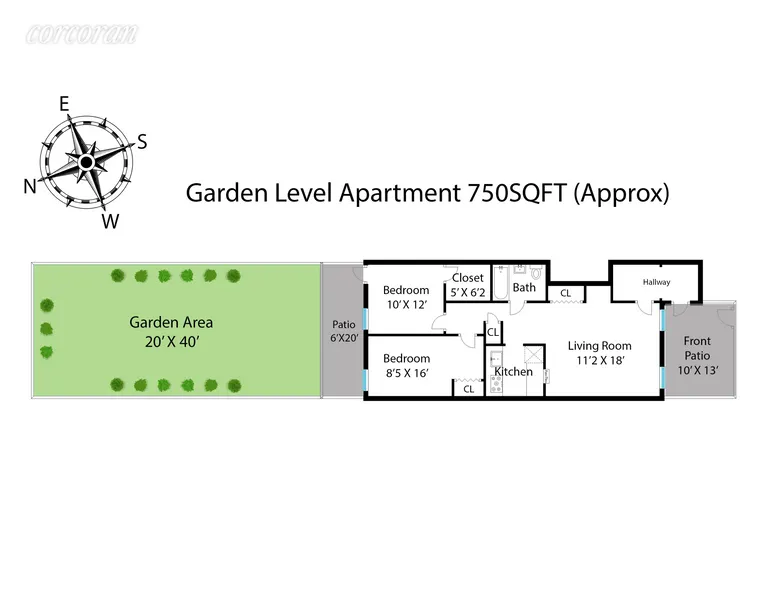 New York City Real Estate | View 2079 Pacific Street, Garden | Apartment Floor Plan | View 11