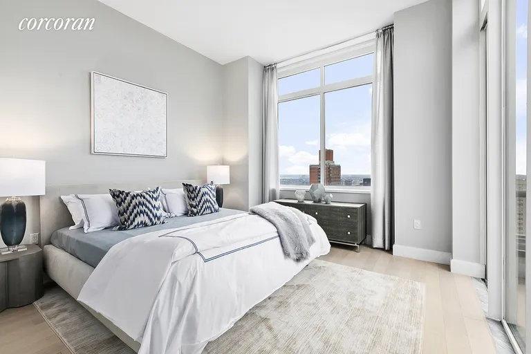 New York City Real Estate | View 389 East 89th Street, PH1 | Master bedroom with East River views | View 7