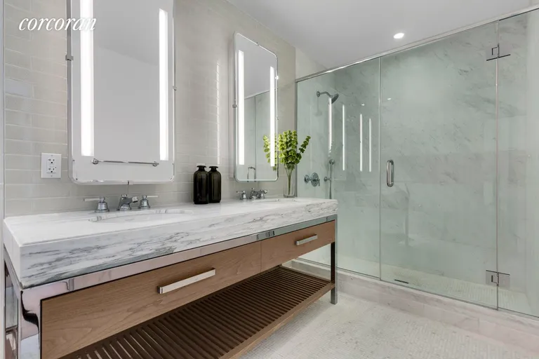 New York City Real Estate | View 389 East 89th Street, PH1 | Master bath with custom double vanity | View 8