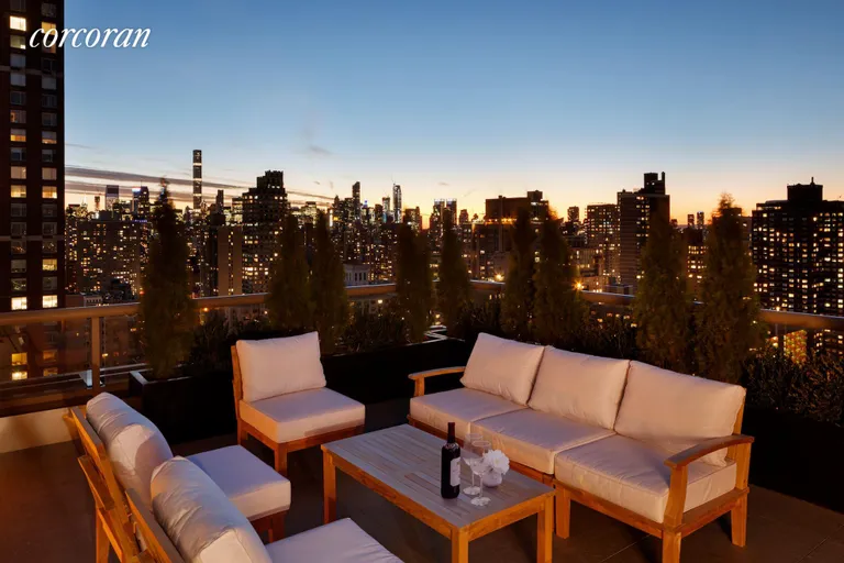 New York City Real Estate | View 389 East 89th Street, PH1 | Southwest terrace w/ Empire State Bldg views | View 5