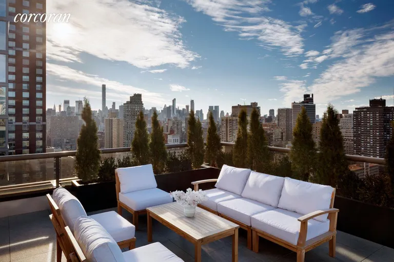New York City Real Estate | View 389 East 89th Street, PH1 | Southwest terrace w/ Empire State Bldg views | View 6