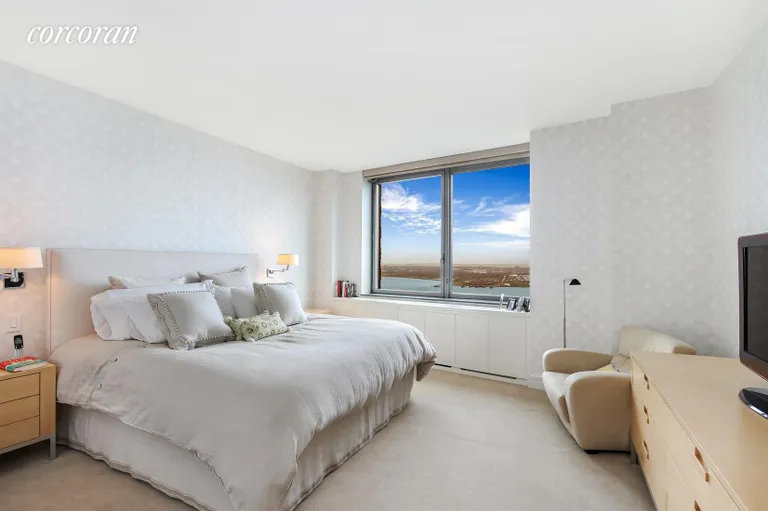 New York City Real Estate | View 30 West Street, 30A | Master Bedroom with River Views | View 4