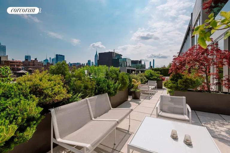 New York City Real Estate | View 524 West 19th Street, PH | North Terrace with views to Empire State Building | View 4
