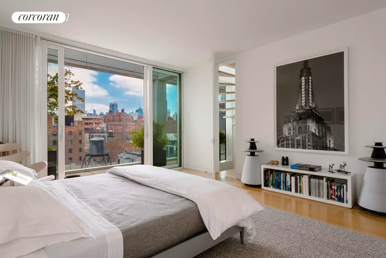 New York City Real Estate | View 524 West 19th Street, PH | Master Bedroom with Terrace and stairs to  | View 8