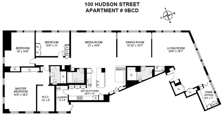100 Hudson Street , 9BCD | floorplan | View 10