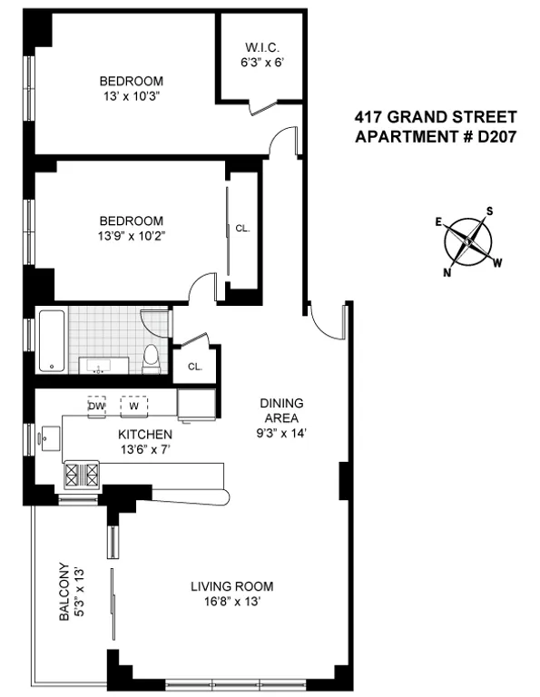 417 Grand Street, D207 | floorplan | View 6