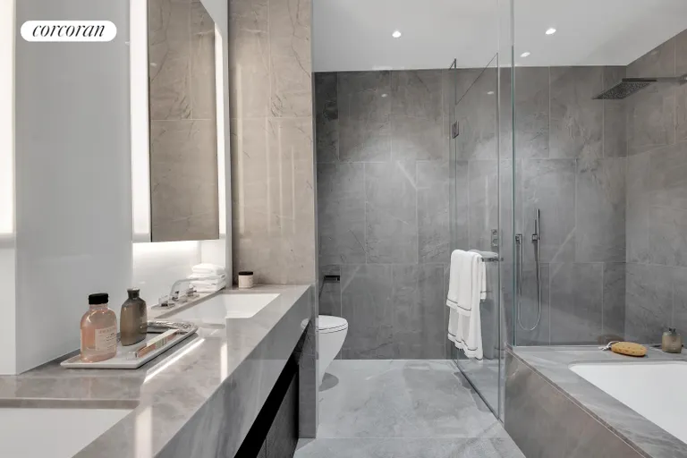 New York City Real Estate | View 15 Hudson Yards, 76F | Contrast Scheme Master Bathroom  | View 8