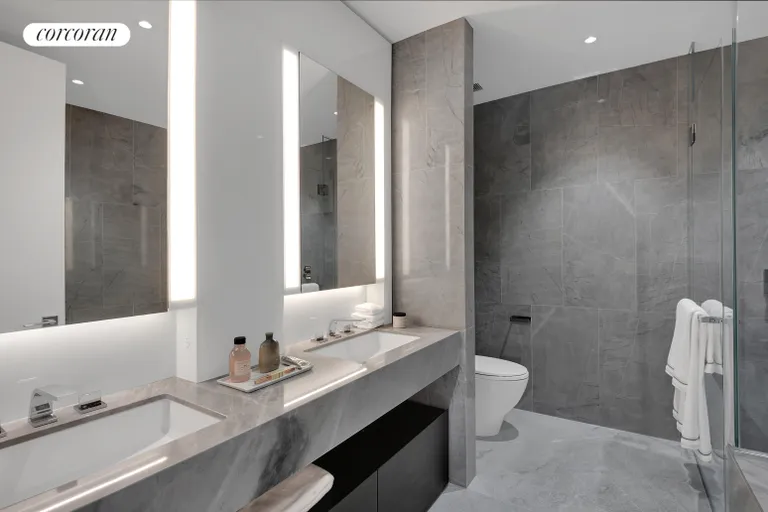 New York City Real Estate | View 15 Hudson Yards, 76F | Contrast Scheme Master Bathroom  | View 9