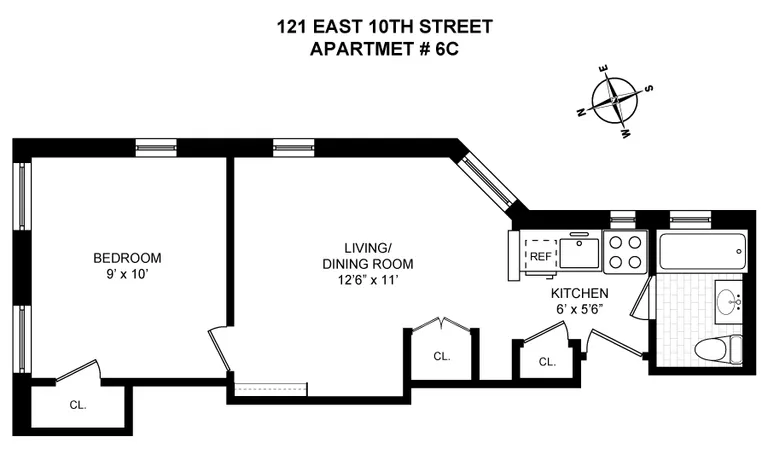 121 East 10th Street, 6C | floorplan | View 6
