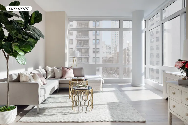 New York City Real Estate | View 389 East 89th Street, 4E | Southeast corner LR w/ city views | View 2
